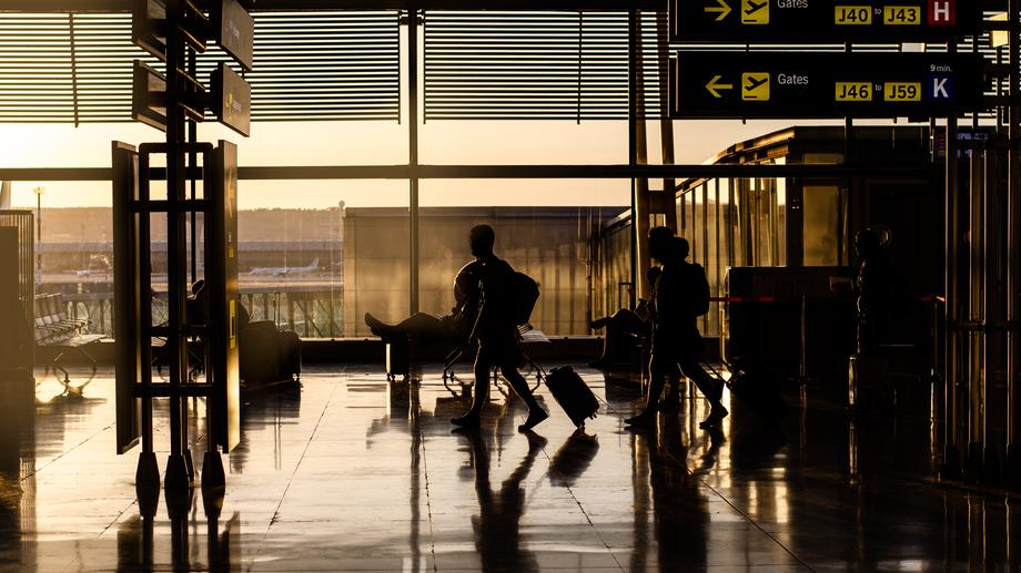 Modern, bright interior of the airport terminal