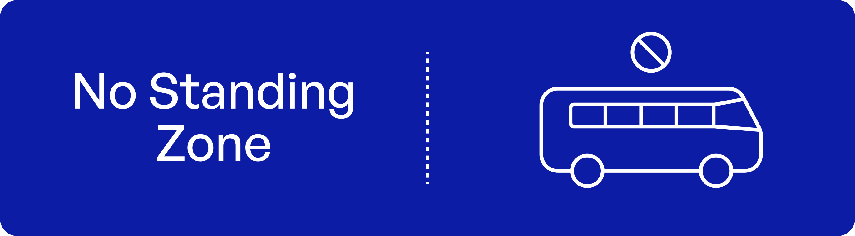 Graphic explaining a "No Standing Zone," a parking violation often found at NYC bus stops.