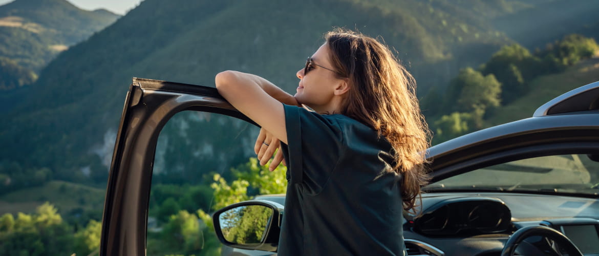 Young women in a car