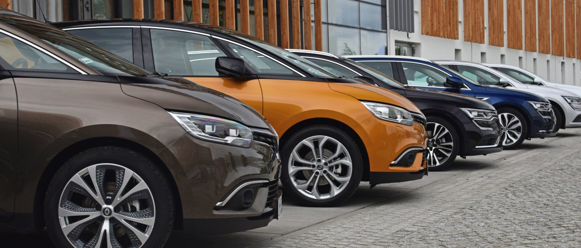 Colorful fleet of cars
