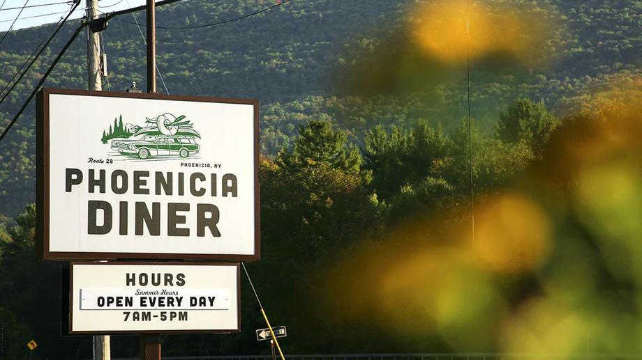 Catskills Po'Boy with crispy trout in cornmeal crust and famous waffle pancakes at Phoenicia Diner
